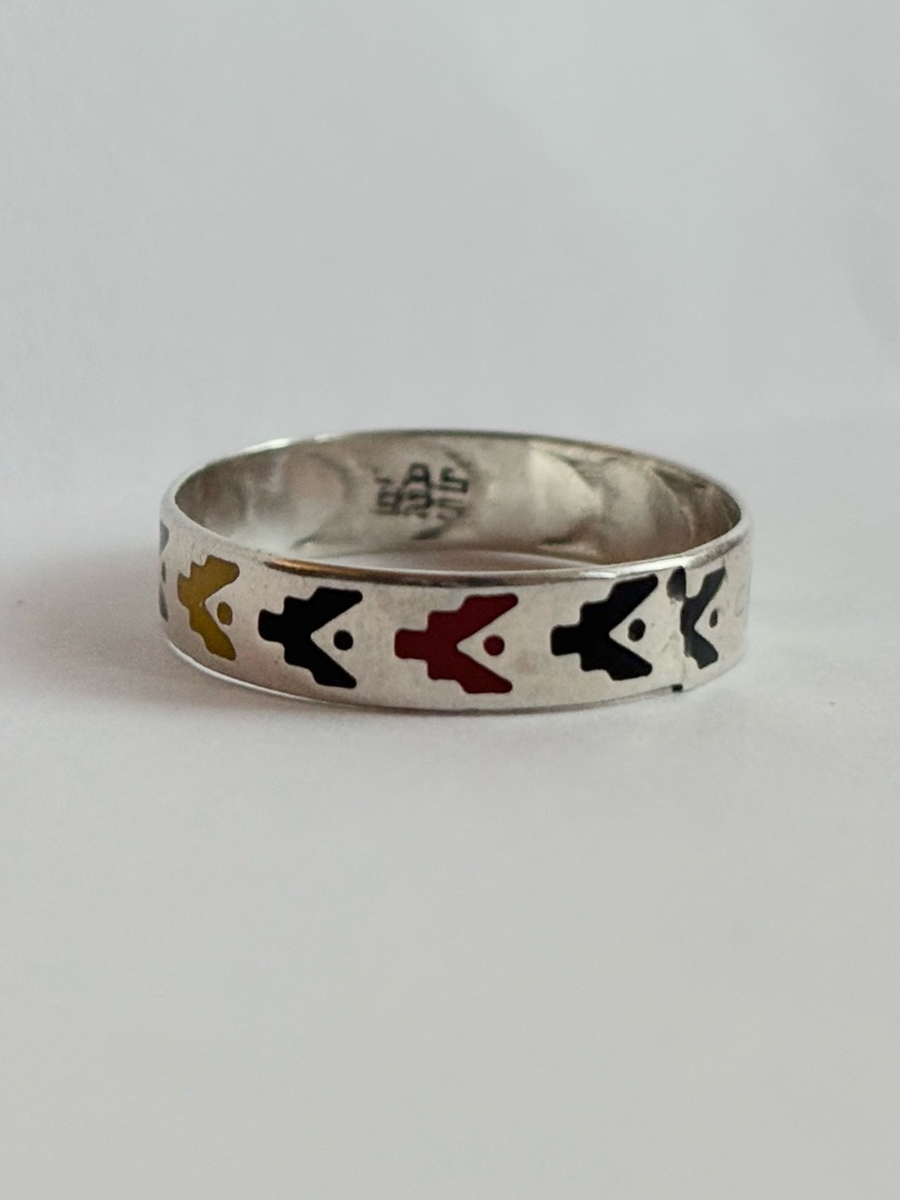 Vintage Enamel 925 MEXICO Ring Sterling silver size 7